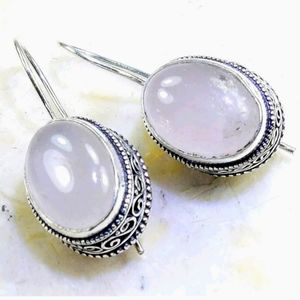 New Rose Quartz 925 Silver Earrings.